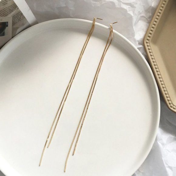 💕💕Last One 💙Threader Earrings Minimalist Line - Picture 3 of 11